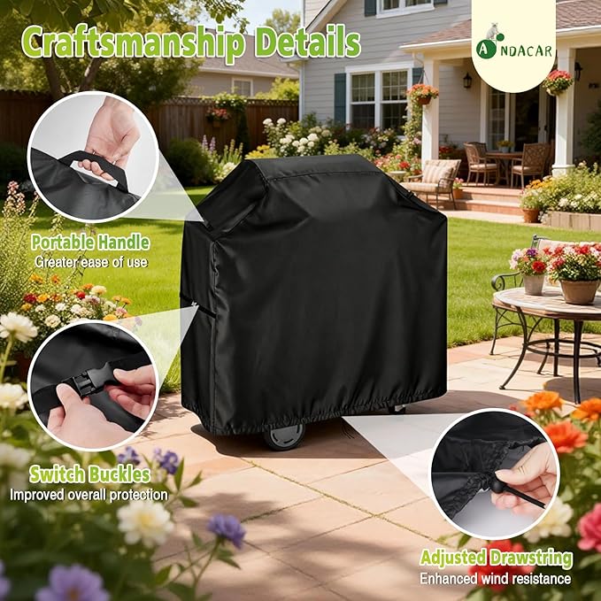 Outdoor Grill Cover for Char Broil Bistro Pro Electric Grill Grill & Griddle-25302146 25302145 25302161, Waterproof Gas Grill Cover Patio BBQ Griddle Covers - 33" L×24" W×37" H, Black
