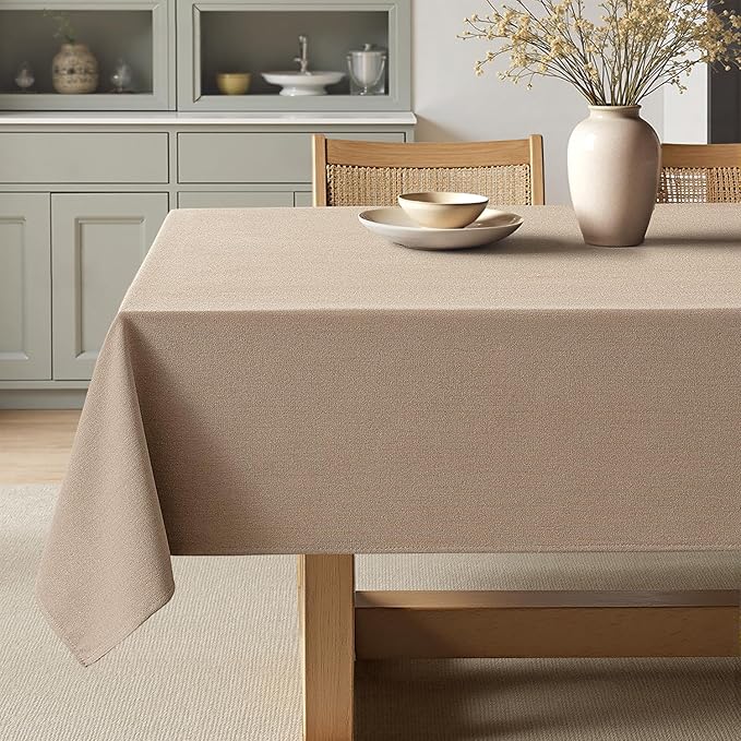 MIULEE Brown Linen Polyester Tablecloth 52x70 Inch Rectangle Table Cloth Waterproof,Stain Resistant & Wrinkle Resistant for Dining Party Wedding