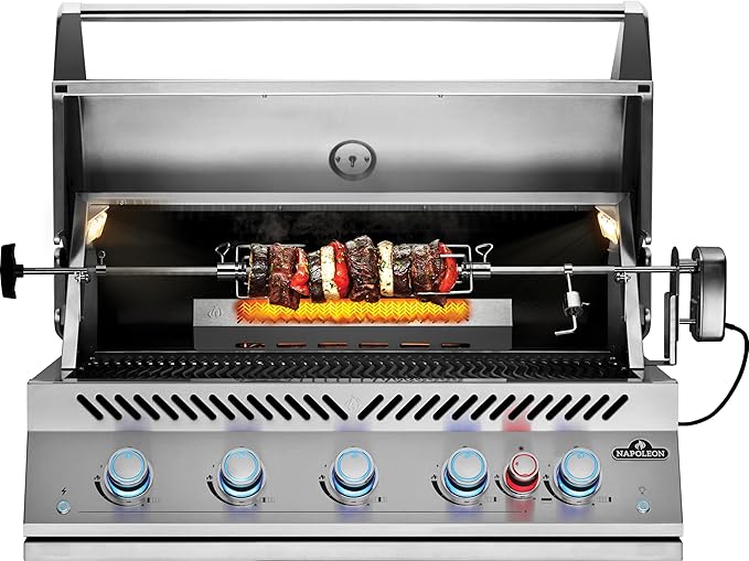 Napoleon Built-In 700 Series 38-inch Natural Gas Grill Head with Infrared Rear Burner - BIG38RBNSS-1-5 Main Burners, Infrared Rear Burner, Stainless Steel, Included Rotisserie Kit
