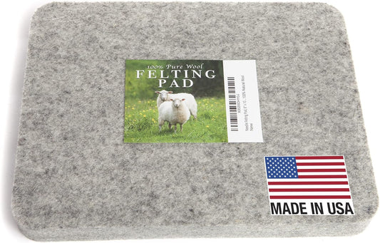 Made in USA, Needle Felting Pad, 8 x 10 x 1 inch, 100% Natural Wool, Firm, for Precision Felting