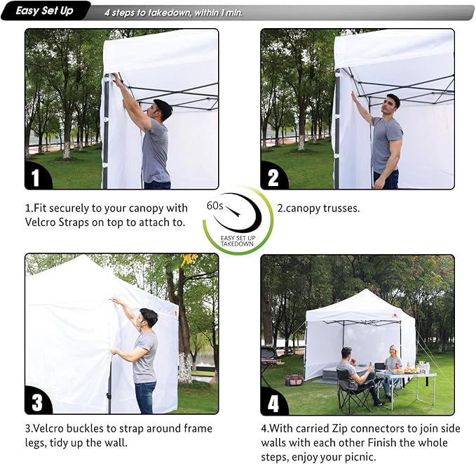 ABCCANOPY Side Wall 10x20, White (4 Walls Only, NOT Including Frame and Top)