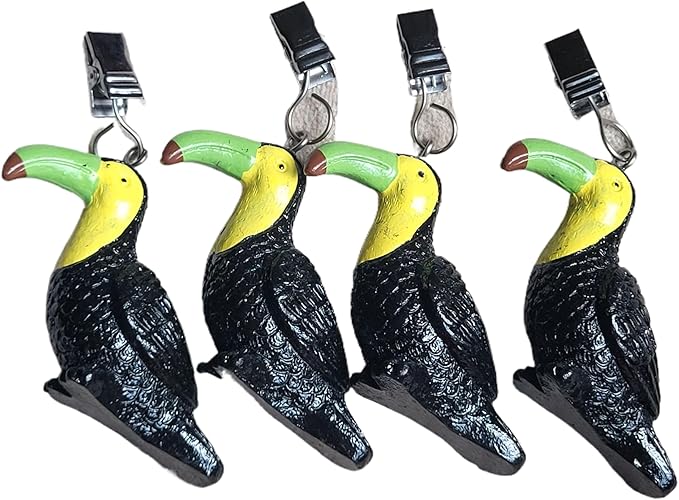 TwoFish Home Set of 4 Toucan Resin Tablecloth Weights Clips Toucan Handicraft Tablecloth Clamps Pack of 4
