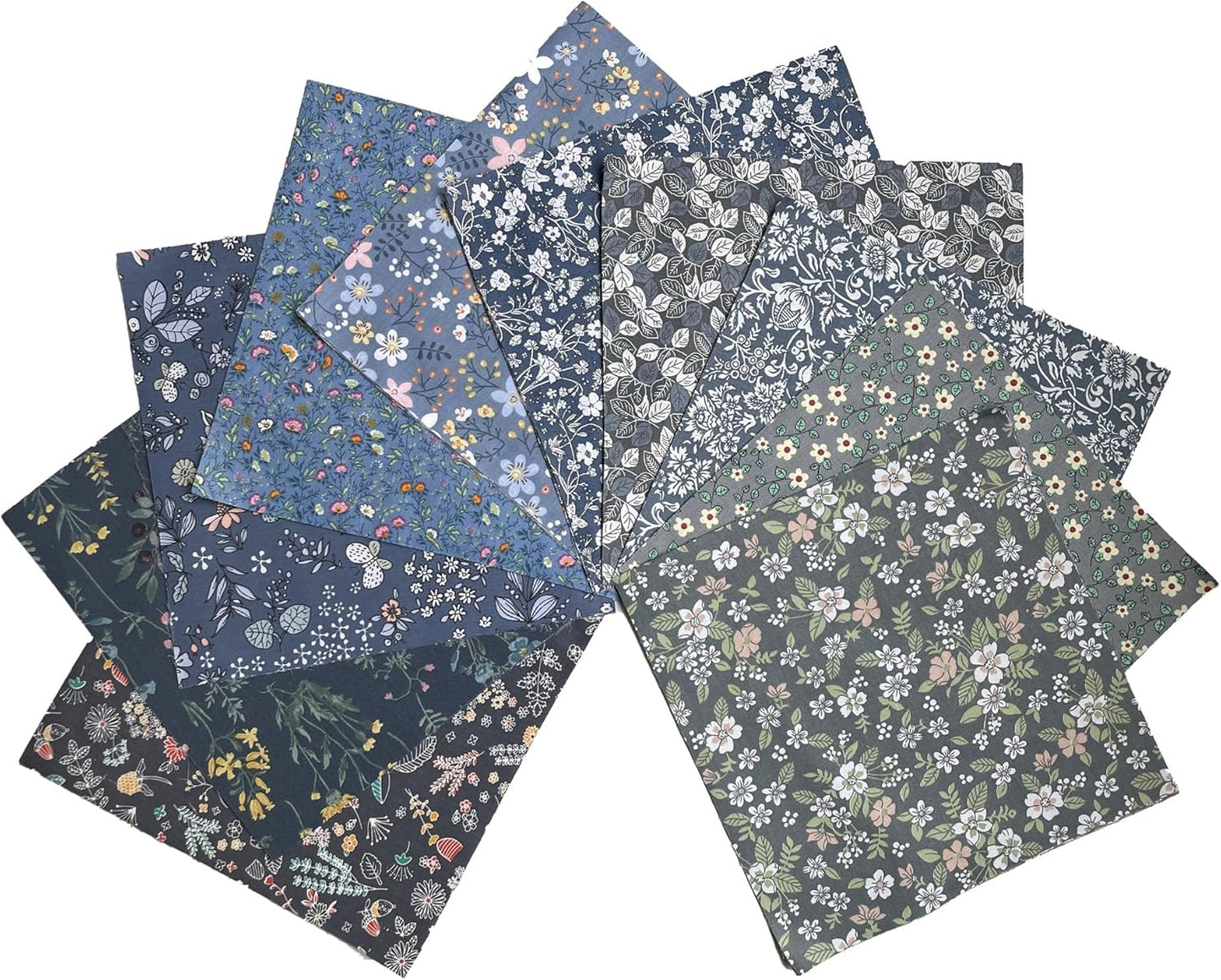 HANPATQUI 50PCS 12 x 12 inch Grey Printed 100% Cotton Fat Quarters Fabric for Sewing and Quilting Bundles Precut Fabric Square for DIY Craft Patchwork