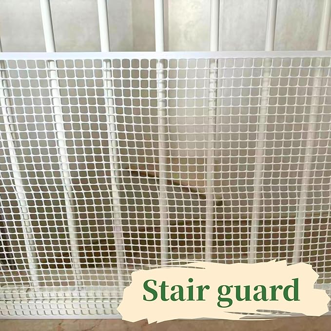 PotatoLife Plastic Wire Mesh Fence, Balcony Fence for Baby and Pets, Safety Fence, Stair Protector, Poultry, Garden, Tree Support, Durable Material, Free Zip Ties (Black, 15.7'' x 10')