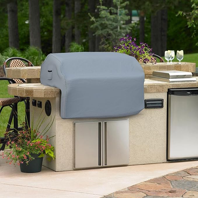Covers & all Built-in Outdoor Grill Cover, Durable Heavy Duty 18 Oz Waterproof Cover Tuff Material with Air Pocket & Elastic for Snug Fit (48" W x 27" D x 26" H inches, Gray)