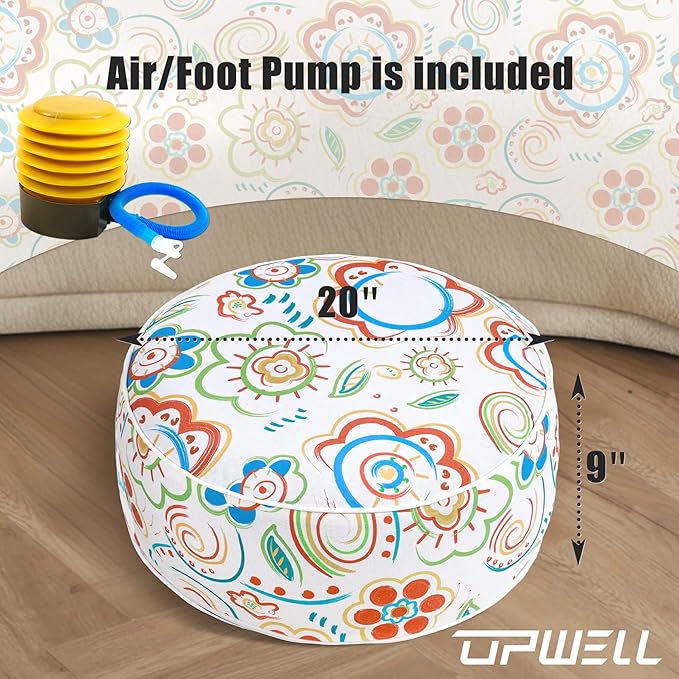 UPWELL Waterproof Inflatable Outdoor Ottoman Pouf,Portable Patio Footrest, Durable & Stylish, Perfect for Garden, Pool, Camping & Home Use - D20 xH9（FloatRelax）