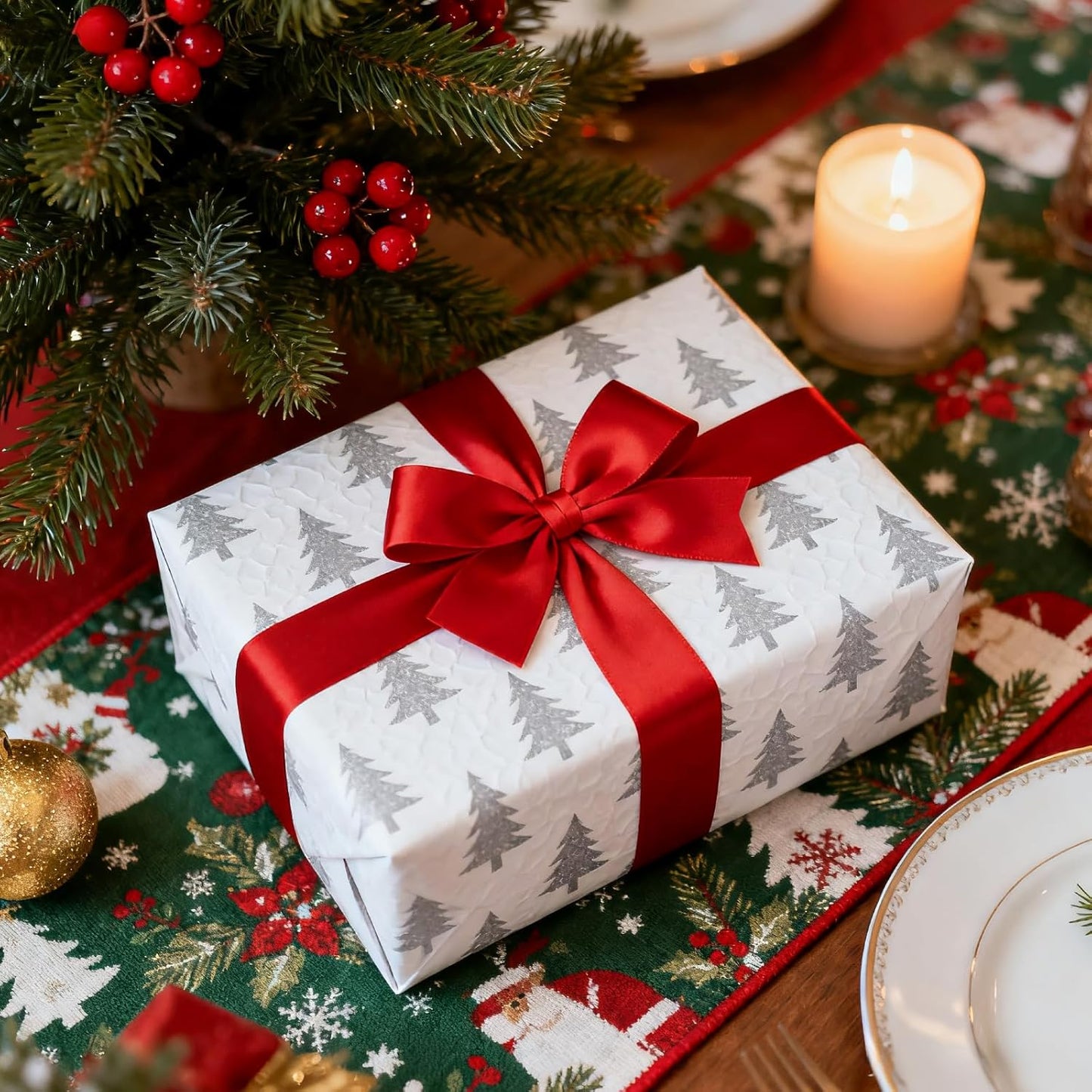 1-1/2 Inch 25 Yards Satin Ribbon Red, Solid Color Fabric Ribbon for Gift Wrapping, Wedding, Polyester Gift Ribbon for Birthday Party Decoration, Craft, Hair, Floral, Sewing