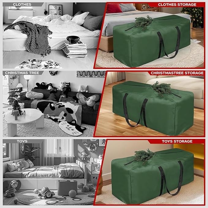2 Pack Extra Large Christmas Tree Storage Bag Fits 9-12 Ft Artificial Tall Xmas Tree 68" L x 20" H x 30" W 420D Oxford Heavy-Duty Waterproof Storage Bags with Handles, Double Zippers