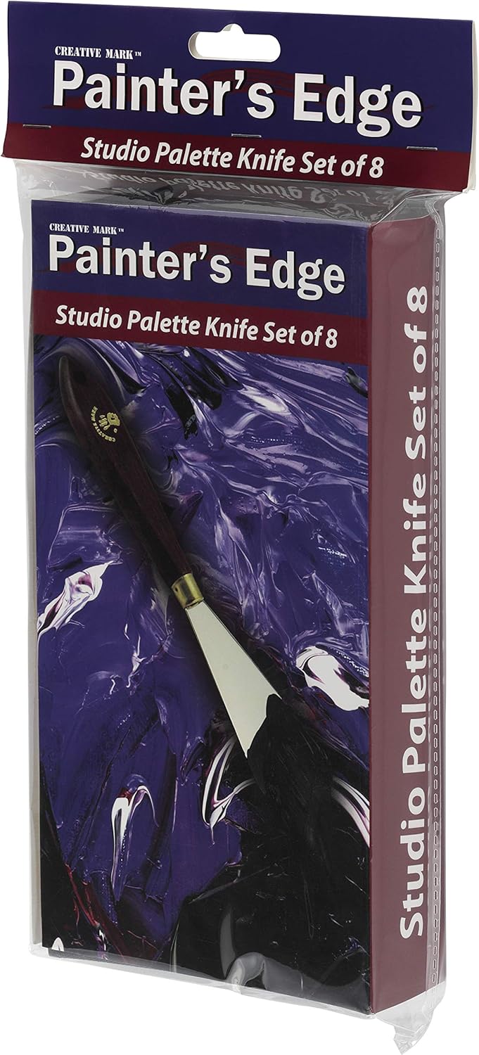 Creative Mark Stainless Steel Palette Knife Painting Tools - Paint Palette with Wooden Handle - Variety of Shapes and Sizes - Set of 8 w/Case, Set