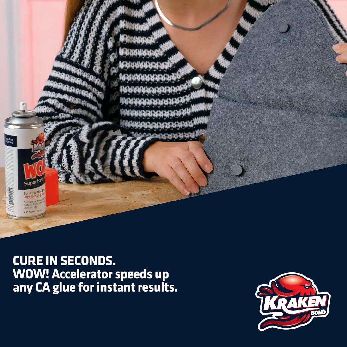 KRAKEN BOND Wow! Spray Adhesive Activator(2X16.9 Oz.) - Cyanoacrylate Super Glue Accelerator Spray for Plastic, Metal, Wood & PVC, CA Glue Activator | 2 Pack