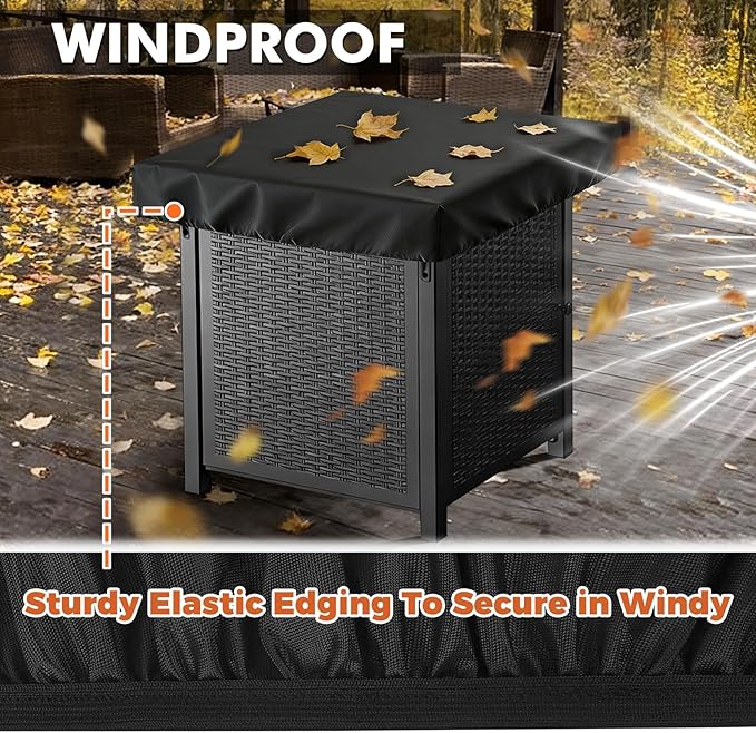 Outdoor Fire Pit Cover Square, Waterproof Fire Pit Cover for 28"-32" Square Fire Pit Tables, Industrial-Grade 3-Layer Structure 600D Fabric, UV Proof & Tear-Resistant Outdoor Firepit Cover