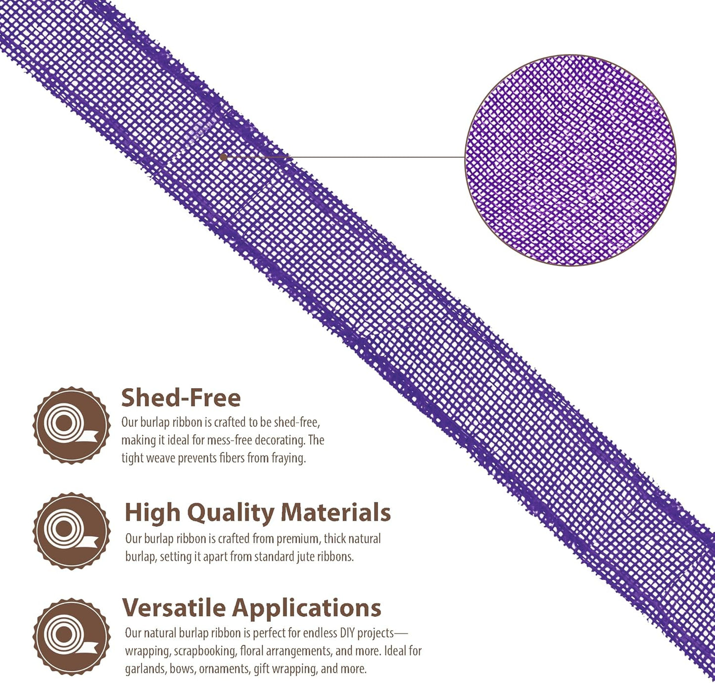 Mandala Crafts Purple Burlap Ribbon 1.5 Inches Wide Jute Ribbons for Crafts - 20 Yds Roll Rustic Burlap Wrap Trim Ribbons for Wreaths Bows Wedding Party Decoration