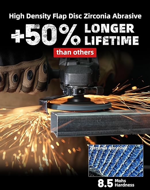 EZARC High Density Flap Discs 40 Grit, 4 1/2 x 7/8-Inch Flap Sanding Disc, Type 29 Zirconia Grinding Wheel 50 PCS for Stainless Steel, Sheet Metal