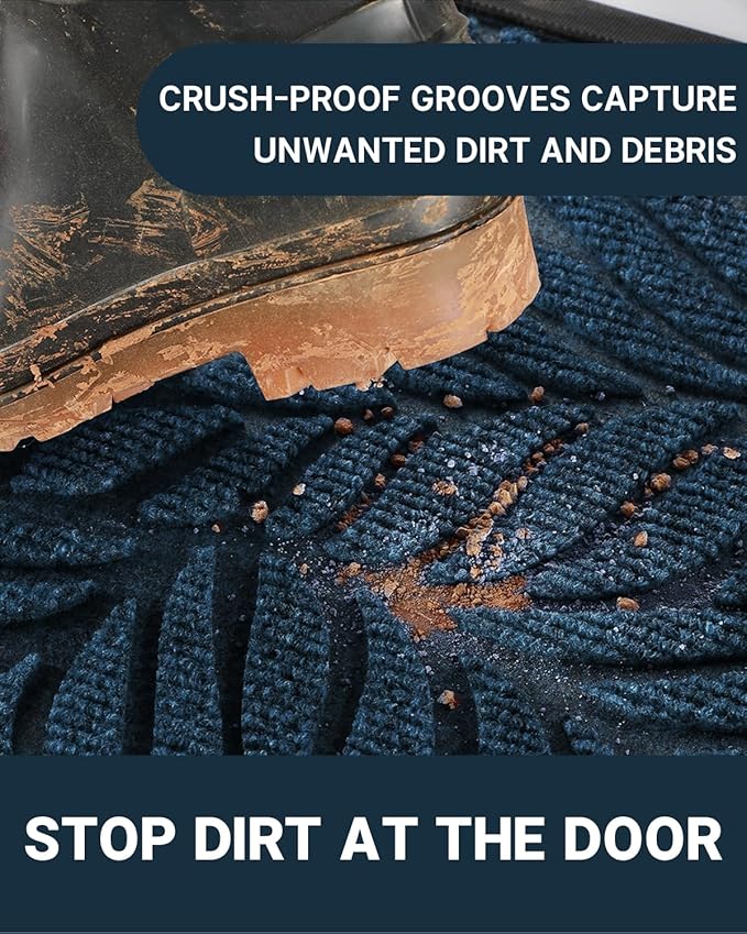 Yimobra 36x24 Large Door Mat Outdoor Indoor, All-Season Waterproof Door Mat Outside Entrance, All-Weather Non-Slip Outside Doormat for Garage Patio Entryway, Blue