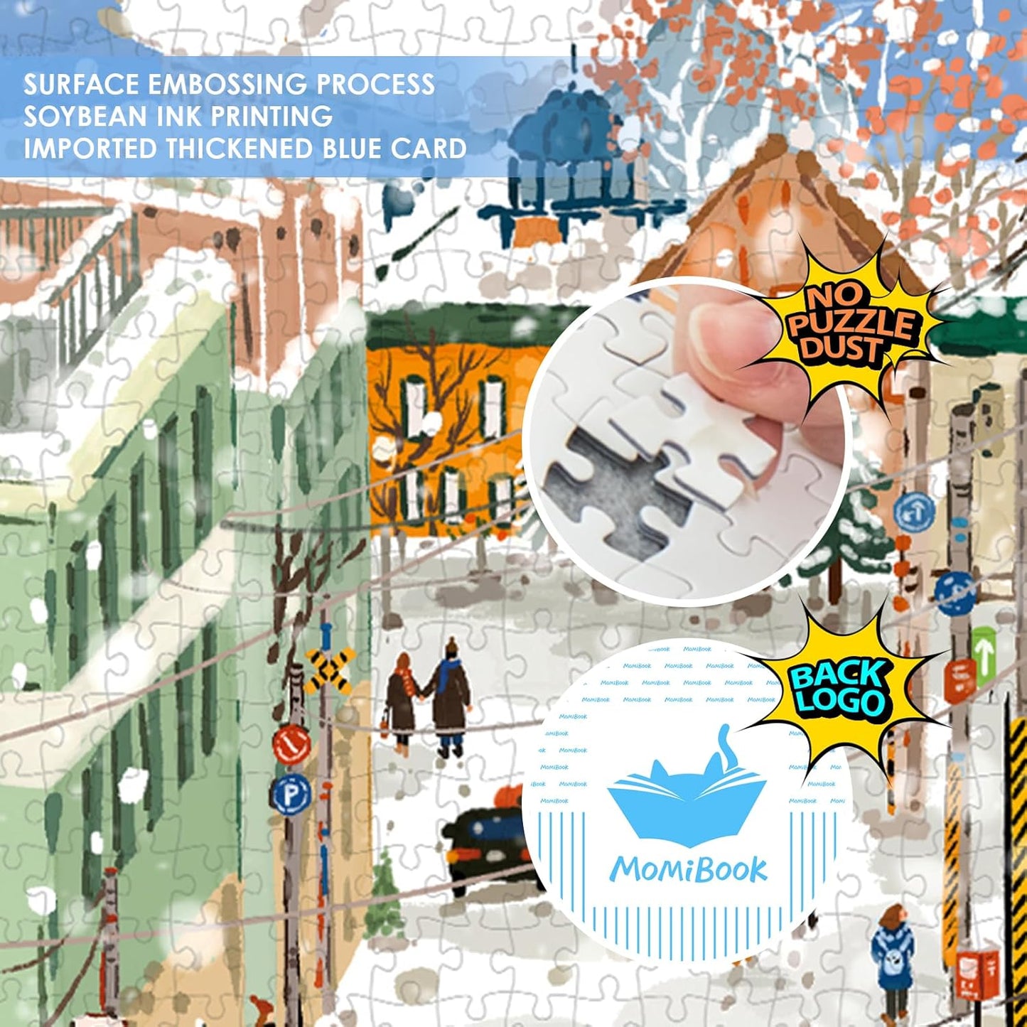 MOMIBOOK Puzzles for Adults 2000s Piece Jigsaw Puzzles of Otaru's Love Letter, Painting Image Winter Snow Twon Difficult Challenging Hard Impossible Puzzle Unique Funny Christmas Birthday Gifts