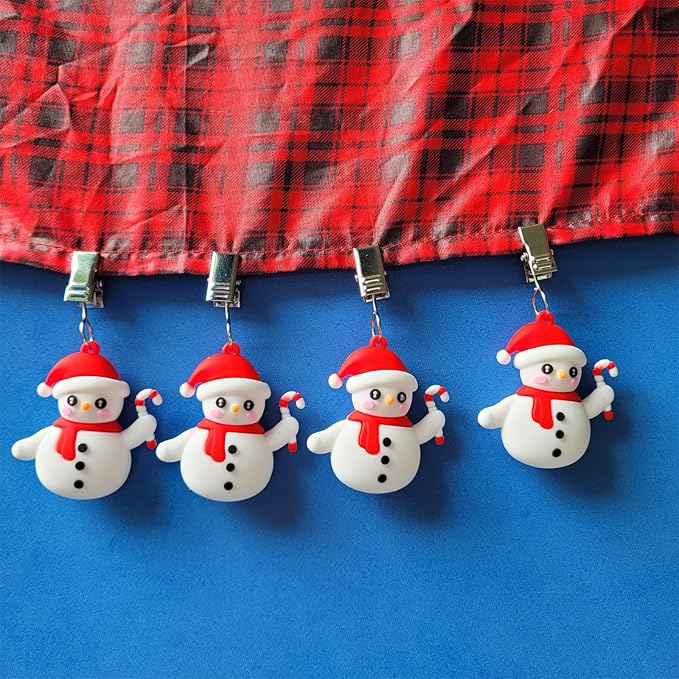 TwoFish Home Set of 4 Snowman Tablecloth Weights Clips Handicraft Snowman Tablecloth Clamps Pack of 4