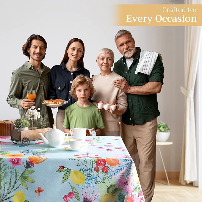 Maison d' Hermine Table Cloth Rectangle Table 100% Cotton 70 x 108 Inches Tablecloth Reusable for Dining Room, Farmhouse, Home, Party, Festive & Wedding Spring Summer - Jardin D'Ete - Mint