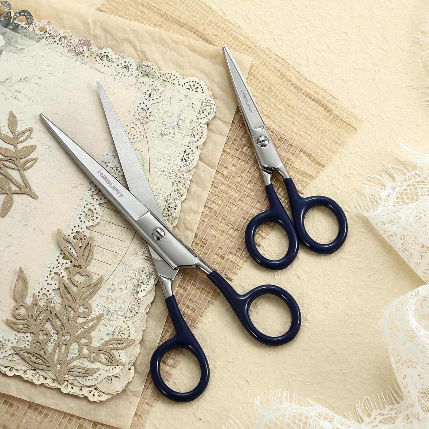 Small Sharp Embroidery Scissors - 5" Precision Tiny Stainless Steel Detail Needlework Shears for Sewing Trimming Fabric Thread Yarn, Comfort Blue Grip Stitchwork Scissors