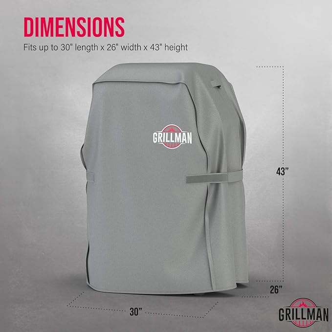 Grillman Barbeque Grill Cover Cover fits Weber BBQ Cover, Brinkmann, Outback and More - Small BBQ Cover Waterproof, Rip-Proof, UV Resistant, Heavy Duty Barbecue Cover (152 x 71 x 112 cm), Grey
