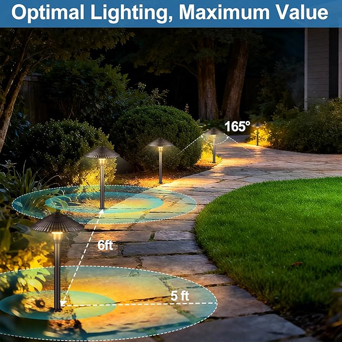 Landscape Lighting Pathway Lights 4 Pack, 5W Low Voltage LED Outdoor Garden Lights, Cast Aluminum with Acrylic Lens, IP66 Waterproof Yard Walkway Driveway Patio Path Lights, Transformer Cable Included