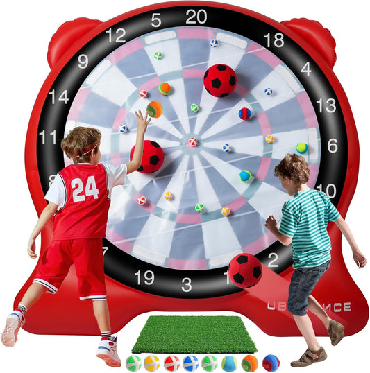 UBALANCE Giant Inflatable Dart Board, Outdoor Dartboard Yard Games for Adults, Family Sports, Sticky Kick Balls, Soccer, Tennis, Soft Darts, Golf, Party Fun Carnival Games