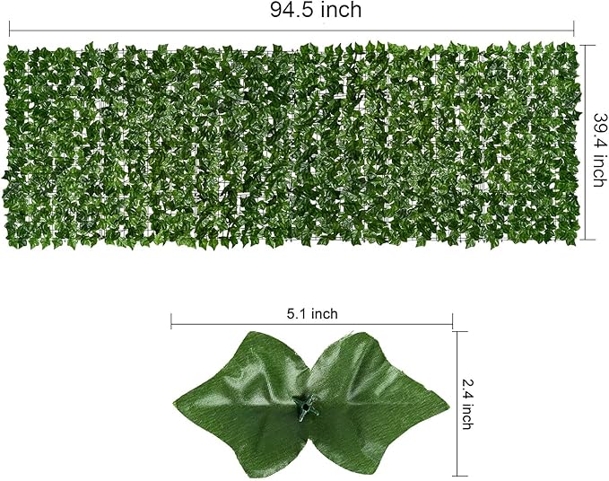 DearHouse 98.4x39.4in Artificial Ivy Privacy Fence Wall Screen, Artificial Hedges Fence and Faux Ivy Vine Leaf Decoration for Outdoor Garden Decor