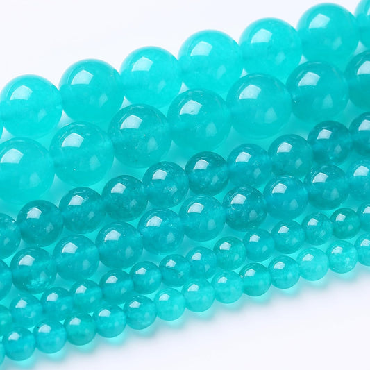 32PCS 10MM Amazonite Blue Chalcedony Stone Beads Energy Healing Beads for DIY Jewelry Bracelet Necklace Making for Jewelry Making 15Inch…