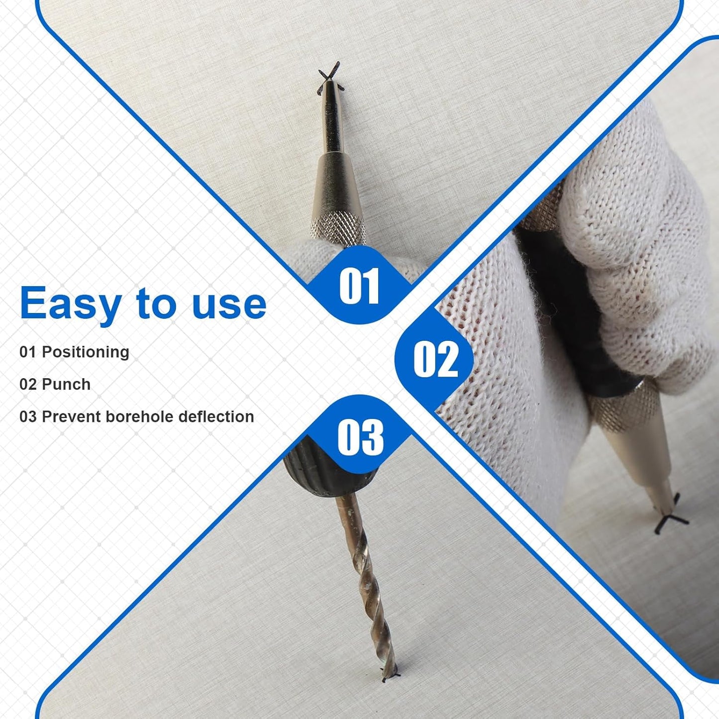 2Pcs Center Punch, 6Inch Automatic Center Punch Super Strong, Adjustable Spring Loaded Hole, Hardened Steel Auto Marker Tool for Metal, Wood, Glass by Pniimoo