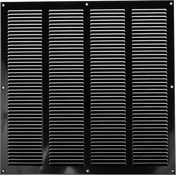 Repa Market Air Vent Cover 16x16 Inch (Outer Dimensions) Black Galvanized Steel Louvered Grill Cover with Mesh Screen/Wall or Ceiling Vent/HVAC Register for Indoor and Outdoor Ventilation