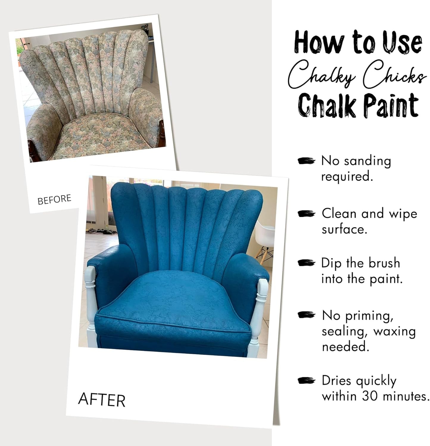 Chalky Chicks All-in-One Chalk Paint for Furniture or Cabinet - 4 Fl Oz - Matte Finish Paris Pink for Metal, Wood Furniture Paint - No Sanding All-in-One for Home Decor & Crafts, USA Made