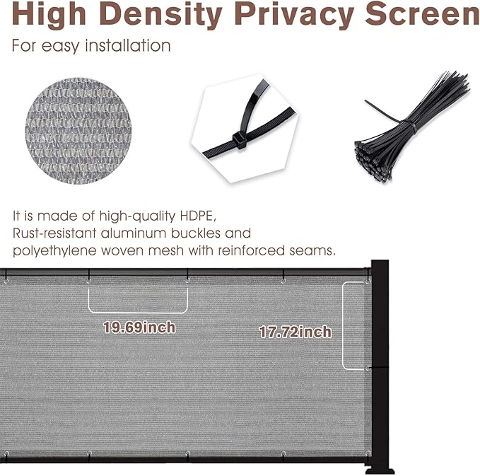 SUNNY GUARD 3'x16' Brown Grey Balcony Deck Privacy Screen Fence, Apartments Railing, Heavy Duty Wind Block Screen for Outdoor,Backyard,Patio,Porch Privacy（We Make Custom Sizes）