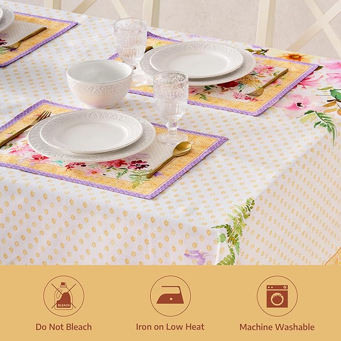 Maison d' Hermine Premium Table Cloth Rectangle Table 100% Combed Cotton 108 x 70 Inches Tablecloth Reusable Decorative for Dining Room, Farmhouse, Home, Party, Festive & Wedding - Summer Joy