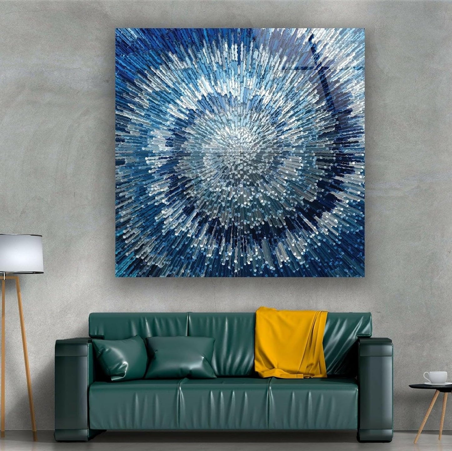 My Photostation.com Round 24'' Abstract Blue Textured Glass Wall ArtTempered Glass Printing Wall Decor Large Wall Art Wall Hangings