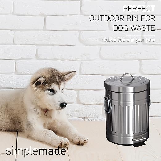 SIMPLEMADE Round Step Trash Can - 5 Liter / 1.3 Gallon - Stainless Steel Bathroom Wastebasket with Lid