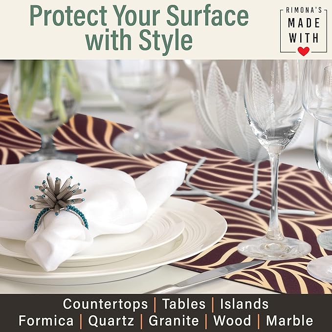 RIMONA'S Thermo Heat Resistant Table Runner and Trivet for Hot Dishes - Waterproof Hot Plates to Protect Table and Countertop - Kitchen & Dining 350F Heat Protector 40" - Fields of Blue
