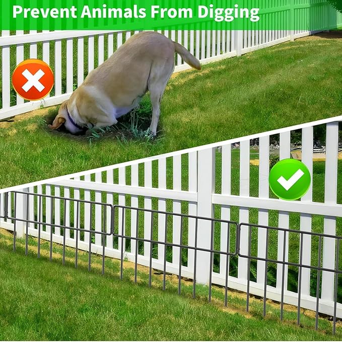 42.5FT Garden Fence Animal Barrier - 30 Pack No Dig Fence Panels Dog Fence, Rustproof Metal Anti Digging Barrier Garden Edging Border, Outdoor Animal Barrier Fencing for Yard, Rabbit, Patio