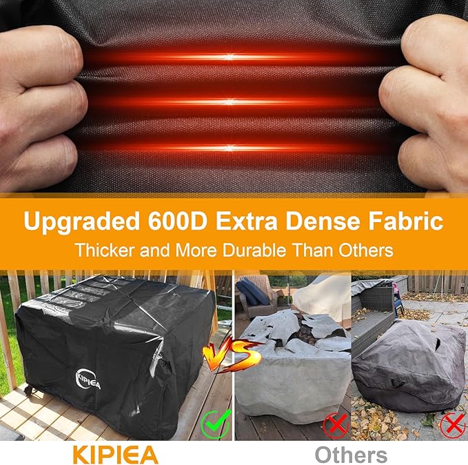 Kipiea Square Fire Pit Cover - Upgraded 600D Strong Tear Resistant, 100% Waterproof Fire Pit Table Cover, UPF 50+ Outdoor Firepit Cover Square Fading Resistant, 32" L x 32" W x 20" H