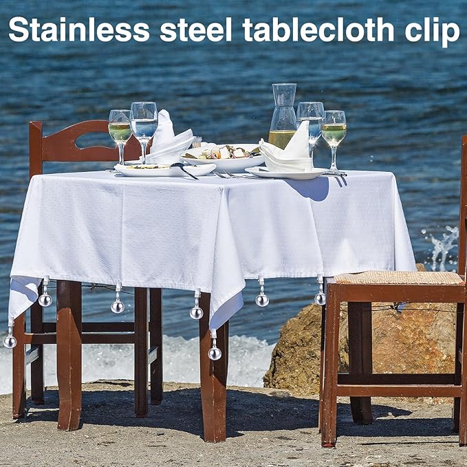 12 Pcs Heavy Duty Tablecloth Weights Stainless Steel Weight Clip Down for Outdoor Curtains Garden Flag Shower Curtain Tablecloth Pergola Patio Picnic Family Dinner Party
