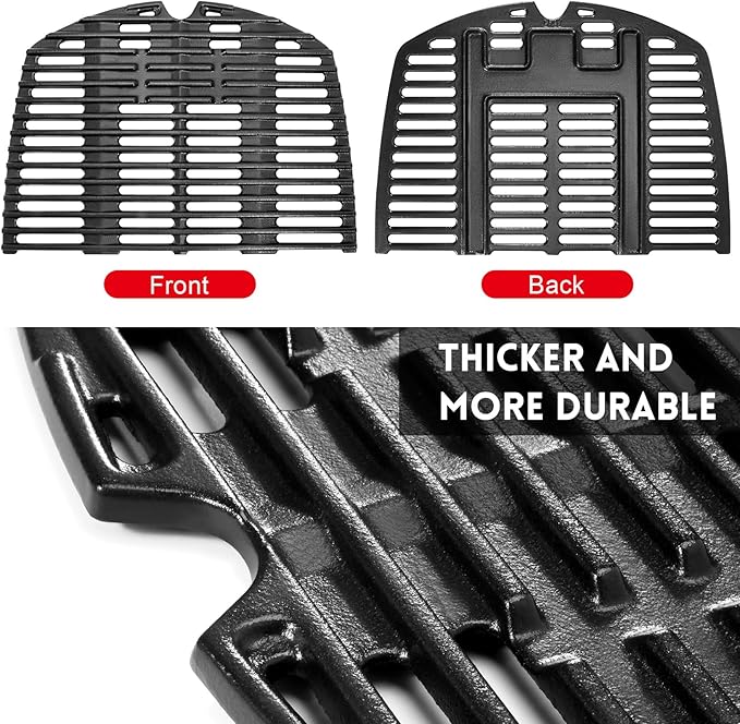 GGC 7645 7583 Grill Grates for Weber Q220 Q200 Q2000 Q2400 Q260 Gas Grills, 21.5" x 15.3" Cast Iron Cooking Grates for Weber 396000 396001 53060001, 2PCS Replacement Parts for Weber Baby Q