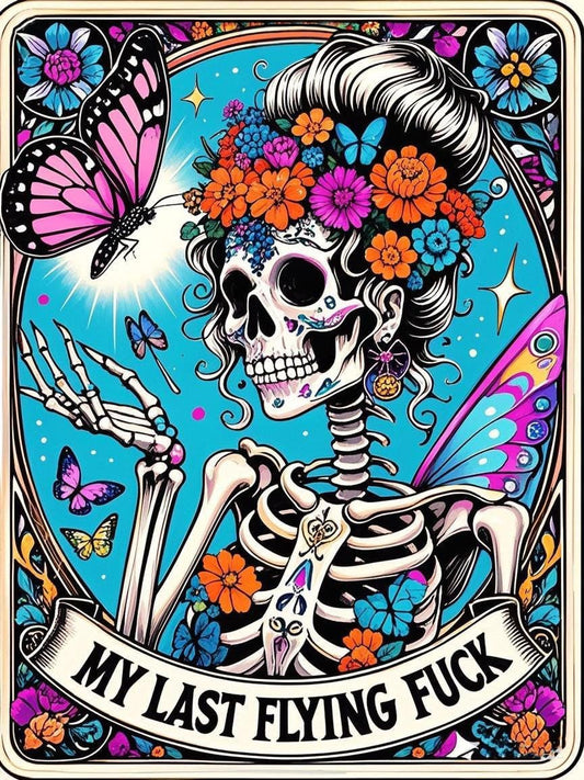 Skullhead Stamped Cross Stitch Kits - Flower Counted Cross Stitch Kits for Beginners Adults Needlepoint Cross-Stitch Patterns Butterfly Dimensions Needlecrafts Embroidery Kits Arts and Crafts