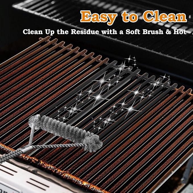 17 3/8 inch Grill Grates for Weber Spirit Grill Parts, Spirit 300 Series Grates E310 E320 E330 S310 S320 S330 Gas Grill Cooking Grids, Cast Iron Grill Grates Replacement for Weber 7525 7526