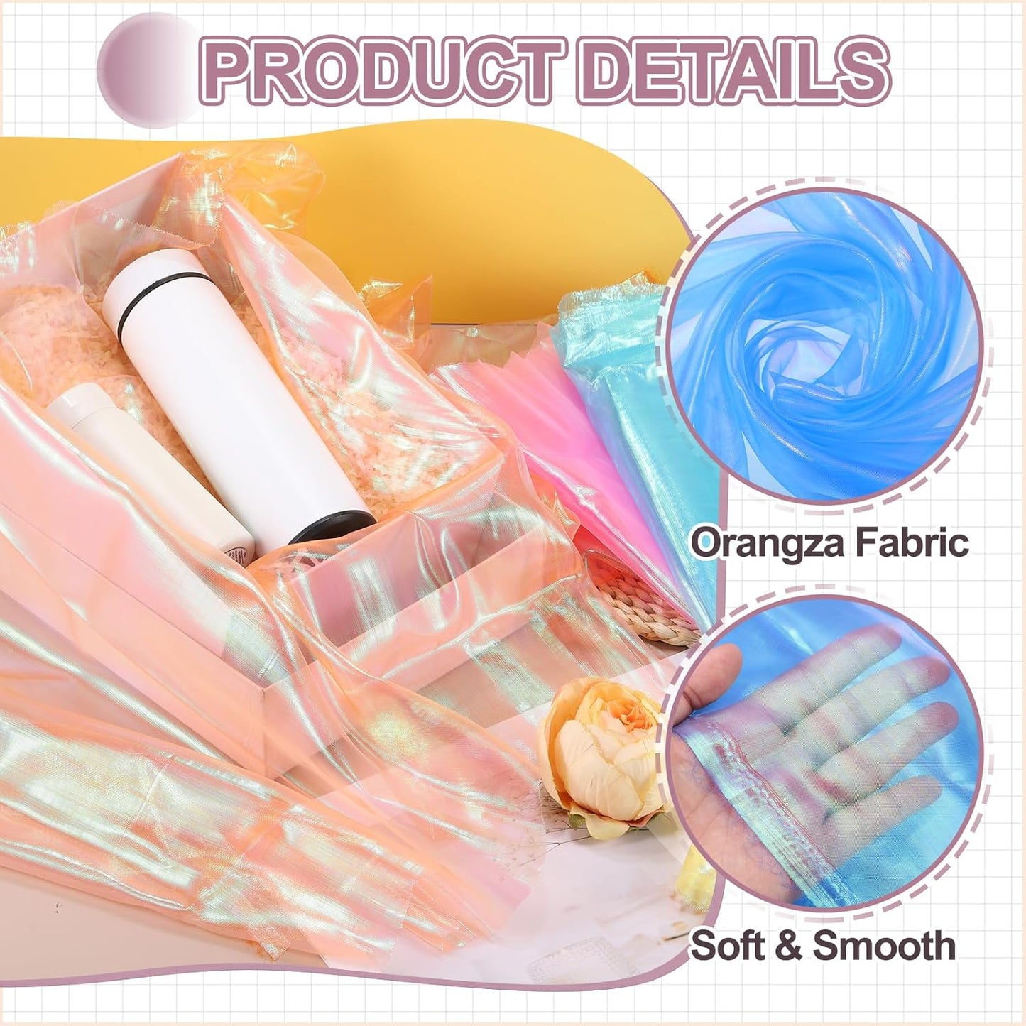 MECCANIXITY Iridescent Sheer Organza Fabric, 2 Yards x 59 Inches Solid Laser Holographic Shiny Fabric Organza Cloth for Wedding, Curtains, Costume, Photo Background, Dark Purple