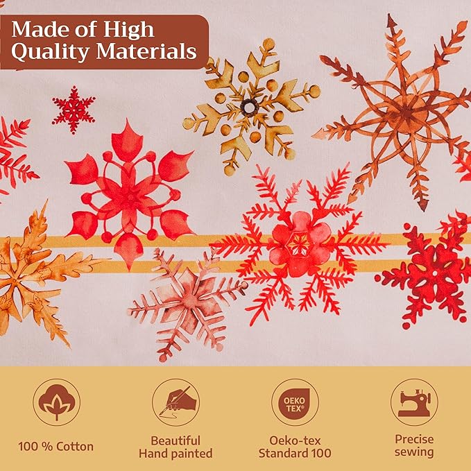 Maison d' Hermine Table Cloth Rectangle Table 100% Cotton 60 x 108 Inches Fall Tablecloth Reusable Everyday Use for Thanksgiving Christmas Decorations Dining Farmhouse Party (Crystal Star)