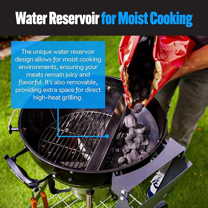 SnS Grills Slow ‘N Sear Charcoal Inserts for Low ‘N Slow & High-Heat Cooking - Patented Stainless Steel Accessories for Weber Summit and Similar Kettle Grills - Low Profile 22"