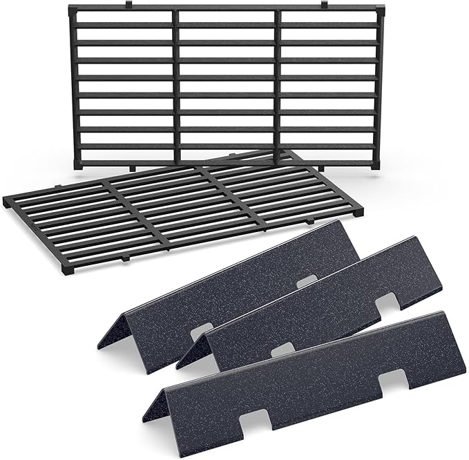 QuliMetal 7637 7635 Grill Parts for Weber Spirit E-210, Spirit 200, GS4 Spirit II 200, Spirit II E-210 Series, Spirit II E-210 Gas Grills,(Front-Mounted Control),15.3" Flavorizer Bars & 17.5" Grates