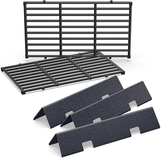 QuliMetal 7637 7635 Grill Parts for Weber Spirit E-210, Spirit 200, GS4 Spirit II 200, Spirit II E-210 Series, Spirit II E-210 Gas Grills,(Front-Mounted Control),15.3" Flavorizer Bars & 17.5" Grates