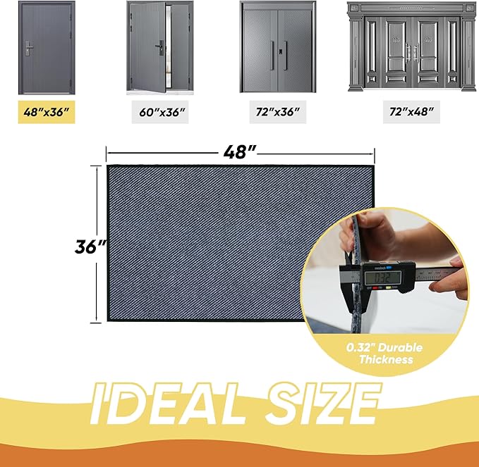 Commercial Grade Entrance Mat 36x48inch Heavy Duty Doormat for High Traffic Entryways Rug All Weather Door Floor Mat with Ultra Grip PVC Backing Non Slip Welcome Mat for Patio,Entry,Indoor Outdoor