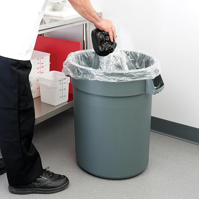 Winco Heavy-Duty Round Waste Container/Trash Can, 20 Gallon, Gray