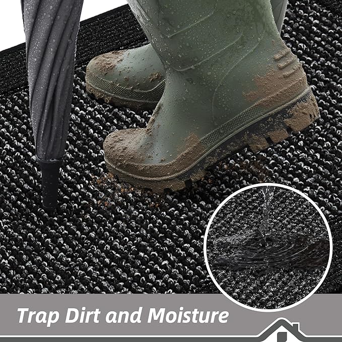 BEQHAUSE Indoor Door Mat 24" x 36", Dirt Trapper Door Mats Non-Slip Entryway Rugs Washable, Resist Dirt Absorbent Welcome Mat, Low Profile Floor Mats for Front Back Door and Entryway, Black