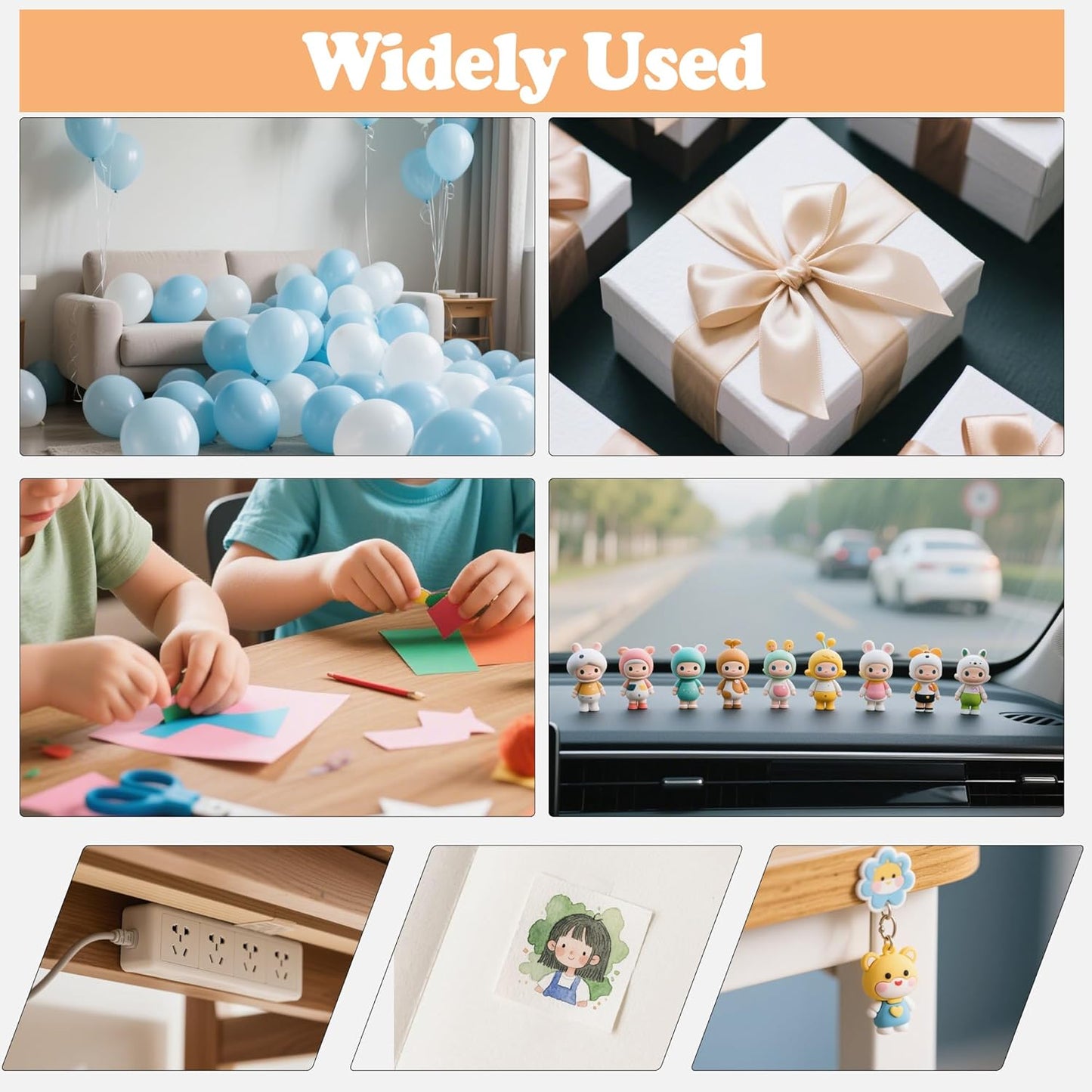 1020 PCS(0.39") Double Sided Sticky Dots Removable Strong Adhesive Tack Heavy Duty Sticky Pads Putty No Traces Clear Sticky Tack for Picture, Poster, Art Craft, Decoration, Party Office Supplies